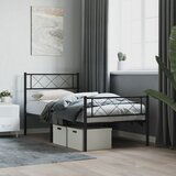 Maison Chic Kovinski Posteljni okvir - Enojna postelja - Postelja za odrasle z vzglavjem in vznožjem črn 100x200 cm, (21697311) | Shoptok.si