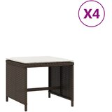  Vrtni taburei s jastucima 4 kom smeđi 40x40x35 cm od poliratana | Eponuda.com