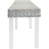  Klupa bijela 160x35x45 cm prirodni kubu ratan i masivno drvo mahagonij | shoptok.hr