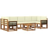 vidaXL Zunanja garnitura za sedenje z blazino 6 pcs Naravna in smetana, (5000280772) | Shoptok.si