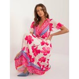 Fashion Hunters pink and beige women's dress with colorful patterns cene