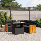 vidaXL 6-dijelni set vrtnih sofa s jastucima crni od poliratana | shoptok.hr