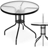  Okrugli vrtni stol od kaljenog stakla 80 cm s rupom za suncobran, MultiGarden | shoptok.hr