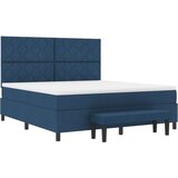 vidaXL Postelja s škatlastim dnom z ležiščem in klopjo modra 180x200 cm tkanina, (22083071) | Shoptok.si