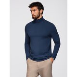 Ombre Men's plain turtleneck longsleeve - navy blue Cene