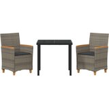 vidaXL 3-delni vrtni jedilni set z blazinami siva poli ratan | Shoptok.si