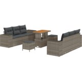 vidaXL set od 9 komada vrtne sofe s jastučićima siva poli ratan akacija | shoptok.hr