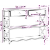  Konfesijski stol Crna Bukva 100x28x75 cm Konstruirano drvo i Čelik | shoptok.hr