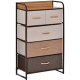HOMCOM zložljivi regal s petimi predali iz blaga in mdf, pohištvo za dnevno sobo, 58x29x99cm, večbarvno, (20745494) | Shoptok.si