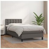  Box spring postelja z vzmetnico siv 100x200 cm umetno usnje | Shoptok.si