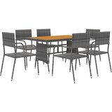  7-dijelni vrtni blagovaonski set od poliratana sivi | shoptok.hr