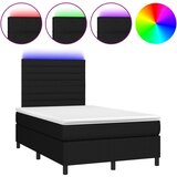 vidaXL Box spring postelja z vzmetnico LED črna 120x200 cm blago, (20895829) Cene