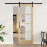 vidaXL Drsna vrata s kompletom opreme "ORKDAL" Trdi les in steklo, Notranja vrata s steklom "ORKDAL" 78x211x4 cm Trdi les bor Cene