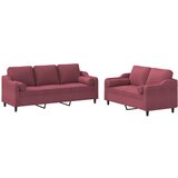  2-dijelni set sofa s jastucima crvena boja vina od tkanine | Eponuda.ba