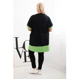 Kesi Włoski Green Plus Size women's tunic with floral pattern and decorative pearls | shoptok.hr