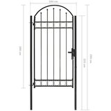  Vrata za ograjo zaobljena jeklo 100x250 cm črna | Shoptok.si