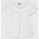 United Colors Of Benetton Otroška kratka majica iz lanene mešanice bela barva