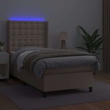  Krevet box spring i madrac LED cappuccino 80x200cm umjetna koža | shoptok.hr