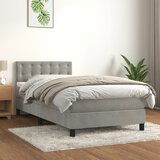 The Living Store Box spring postelja z vzmetnico svetlo siv 90x190 cm žamet - Box Spring Postelja, (21493381) | Shoptok.si