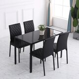  HOCMOM Set od 4 blagovaonske stolice Kuhinjske stolice 41 cm x 50 cm x 91 cm Crna | shoptok.hr
