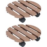 vidaXL kolica za biljke 2 kom smeđa Ø 30 x 7,5 cm WPC | shoptok.hr