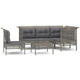 Maison Chic Seti vrtnega pohištva - Vrtna garnitura - Vrtni pohištvo set 6-delna z blazinami siv poli ratan, (21804998) | Shoptok.si