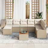 vidaXL 9-dijelni set vrtnih sofa s jastučićima bež poli ratan akacija | shoptok.hr