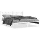 Maison Chic Kovinski Posteljni okvir - Dvoposteljna postelja - Zakonska postelja z vzglavjem bel 183x213 cm, (21693358) | Shoptok.si