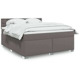 vidaXL Box spring postelja z vzmetnico siva 180x200 cm umetno usnje | Shoptok.si