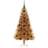 vidaXL Božično drevo med 150 LED z stojalom Zlata 120 cm PET | Shoptok.si