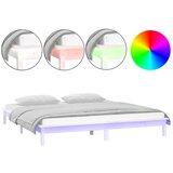 Maison Chic LED Posteljni okvir - Dvoposteljna postelja - Zakonska postelja bel 135x190 cm trden les, (21692590) Cene