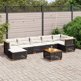 Maison Chic Seti vrtnega pohištva - Vrtna garnitura - Vrtni pohištvo set 8-delna z blazinami črn poli ratan, (21798303) | Shoptok.si
