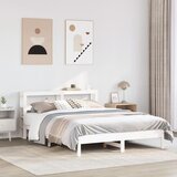 Maison Chic Posteljni okvir - Dvoposteljna postelja - Zakonska postelja brez vzmetnice bel 150x200 cm trdna borovina-J11529, (21772003) | Shoptok.si