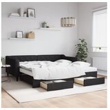 vidaXL Izvlečna dnevna postelja s predali črna 100x200 cm bl Cene