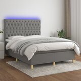 vidaXL Krevet box spring s madracem LED tamnosivi 140x190 cm tkanina Cijene