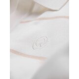 Ombre Men's horizontal striped viscose polo shirt - white and beige | ePonuda.com