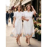 Sinsay Midi košulja haljina s remenom i cvjetnim donjim dijelom | shoptok.hr