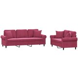 vidaXL 2-dijelni set sofa s jastucima crvena boja vina baršunasti | shoptok.hr