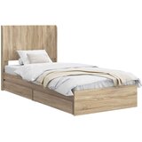  Krevetna konstrukcija s pohranom i uzglavljem Hrast sonoma Smeđa 90 x 200 cm | Shoptok.si
