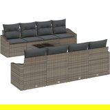  9-delni set vrtnih kavčev z blazinami siv poli ratan, (22093267) | Shoptok.si