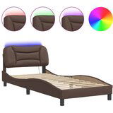  The Living Store Posteljni okvir z LED lučkami rjav 90x200 cm umetno usnje - Posteljni Okvir, (21447485) | Shoptok.si