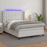 Box spring s madracem LED bijeli 140x200 cm umjetna koža Cijene