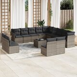 vidaXL 14-dijelni set vrtnih sofa od poliratana s jastucima sivi Cijene