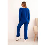 Kesi Włoski Women's sweater set with wide legs and long sleeves cobalt blue | shoptok.hr