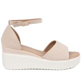 SEASTAR Light beige women's sandals on a white wedge | Shoptok.si