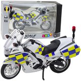 Metalni policijski motor za igru sa zvučnim i svjetlosnim efektima 1:12 - bijelo/žuto/plavi | shoptok.hr