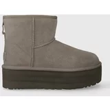 Ugg Čizme za snijeg od brušene kože Classic Mini Platform boja: siva, 1134991