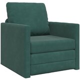 vidaXL Tlačni kavč za spanje 2-v-1 Temno zelena 74x77x81 cm Velur | Shoptok.si