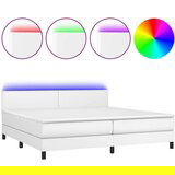  Box spring postelja z vzmetnico LED bela 200x200cm umetno usnje, (20788829) | Shoptok.si
