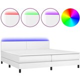  Box spring s madracem LED bijeli 200x200 cm umjetna koža | shoptok.hr